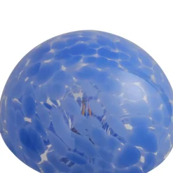 Lindby Hubi bordlampe, blå, glass, Ø 22 cm, soppform