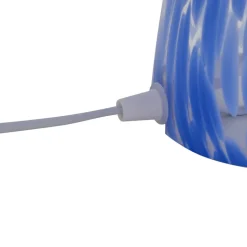 Lindby Hubi bordlampe, blå, glass, Ø 22 cm, soppform