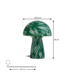 Lindby Hubi bordlampe, grønn, glass, Ø 22 cm, soppform