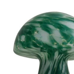 Lindby Hubi bordlampe, grønn, glass, Ø 22 cm, soppform