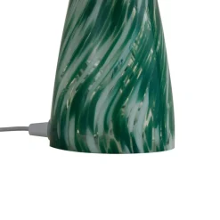 Lindby Hubi bordlampe, grønn, glass, Ø 22 cm, soppform