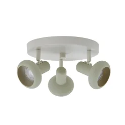 Lindby Huby downlight, 3 lyskilder, kremfarget/lysegrønn, jern