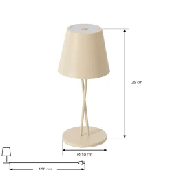 Lindby LED oppladbar bordlampe Janea, CROSS, beige, metall