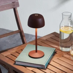 Lindby LED-bordlampe Arietty, brun, dimbar, IP65