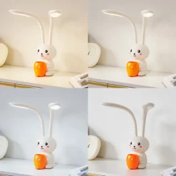 Lindby LED-bordlampe Haas, beige, plast,CCT,høyde39cm