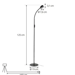 Lindby LED-gulvlampe Maori, 140 cm, svart, CCT, dimbar