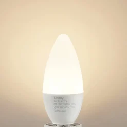 Lindby LED-mignonpære, E14, C35, 4,5W, opal, 3000K, sett med 2 stk