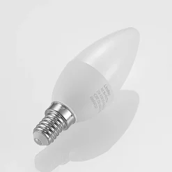 Lindby LED-mignonpære, E14, C35, 4,5W, opal, 3000K, sett med 2 stk