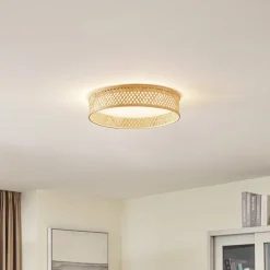 Lindby LED-taklampe Eilif, bambus, Ø 40 cm