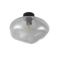 Lindby Lelia taklampe, røykgrå, glass, Ø 35 cm