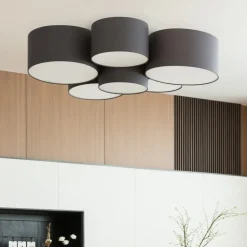 Lindby Maureka taklampe, 94 cm, 6 lyskilder, tekstil