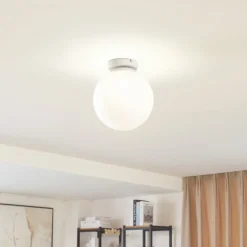 Lindby Meriala taklampe, hvit, glass Ø 25 cm