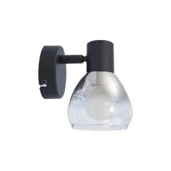 Lindby Pendura vegglampe, Ø 9 cm, svart, glass