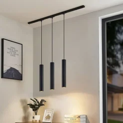 Lindby skinnesystem Linaro, GU10, pendel, 3 lyskilder, svart