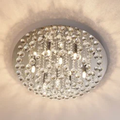 Lindby taklampe Antonino, 8 lyskilder, krom, krystall, 55 cm