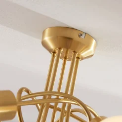 Lindby taklampe Elaina, Ø50cm, 5 lyskilder, messing, glass, E14