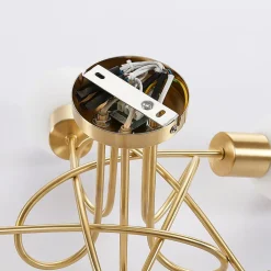 Lindby taklampe Elaina, Ø50cm, 5 lyskilder, messing, glass, E14