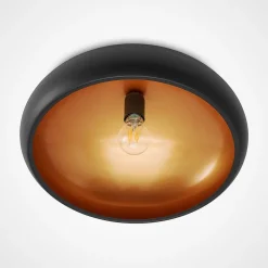 Lindby taklampe Gerwina, svart/gull, metall, 40 cm, E27