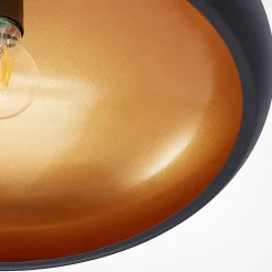 Lindby taklampe Gerwina, svart/gull, metall, 40 cm, E27