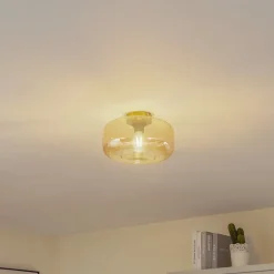 Lindby taklampe Hildur, Ø 28,5 cm, ravfarget, glass