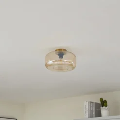 Lindby taklampe Hildur, Ø 28,5 cm, ravfarget, glass