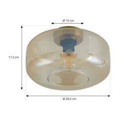 Lindby taklampe Hildur, Ø 28,5 cm, ravfarget, glass