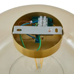 Lindby taklampe Hildur, Ø 28,5 cm, ravfarget, glass