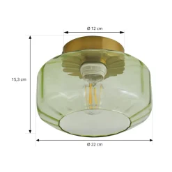 Lindby taklampe Hildur, grønn, glass, Ø 22 cm