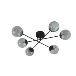 Lindby taklampe Isamer, røykgrå, Ø 80 cm, kuppel