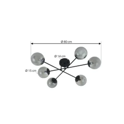 Lindby taklampe Isamer, røykgrå, Ø 80 cm, kuppel