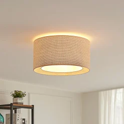 Lindby taklampe Soula, Ø 40 cm, beige, plast, E27