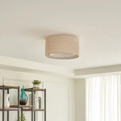 Lindby taklampe Soula, Ø 40 cm, beige, plast, E27