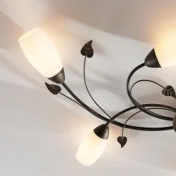 Lindby taklampe Stefania, 6 lyskilder, svart/gull, 68 cm