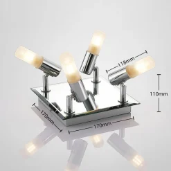 Lindby taklampe til bad Zela, 32 cm, krom, 4 lyskilder, IP44