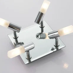 Lindby taklampe til bad Zela, 32 cm, krom, 4 lyskilder, IP44