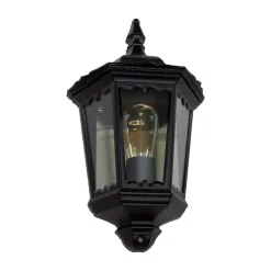 Lindby utendørs vegglampe Lieva, høyde 44 cm, svart, glass