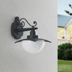 Lindby utendørs vegglampe Elinda, høyde 29 cm, antrasitt, glass