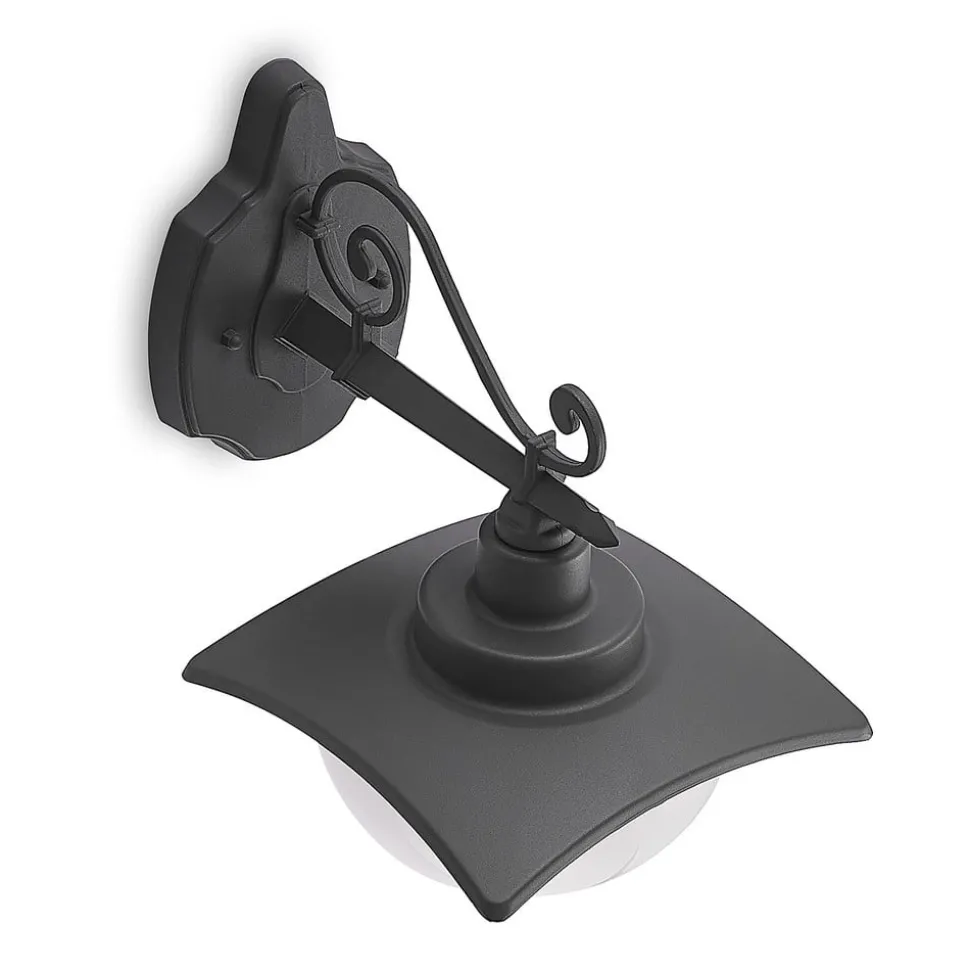 Lindby utendørs vegglampe Elinda, høyde 29 cm, antrasitt, glass