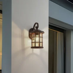 Lindby utendørs vegglampe Ankea, rust/amber, 37 cm, IP23, E27