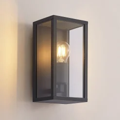 Lindby utendørs vegglampe Peldar, klar, 1 lyskilde, 26 cm, metall