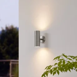 Lindby utendørs vegglampe Hakan, opp/ned, stål, IP44, GU10