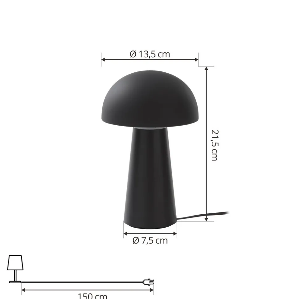 Lindby Zyre LED oppladbar bordlampe, svart, IP44, berøringsdimmer