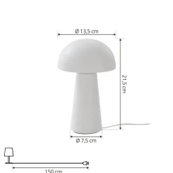 Lindby Zyre LED oppladbar bordlampe, hvit, IP44, berøringsdimmer
