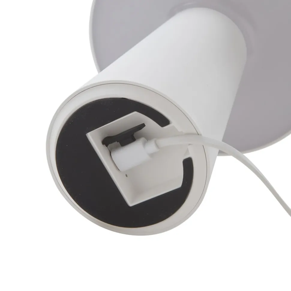Lindby Zyre LED oppladbar bordlampe, hvit, IP44, berøringsdimmer