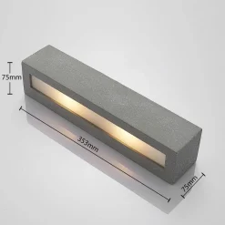 Lindby-vegglampe Nellie, grå, betong, 35,3 cm bred