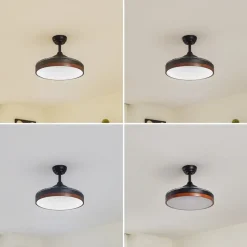 Lindy LED-takvifte Oras, svart, likestrøm, stillegående, 107 cm