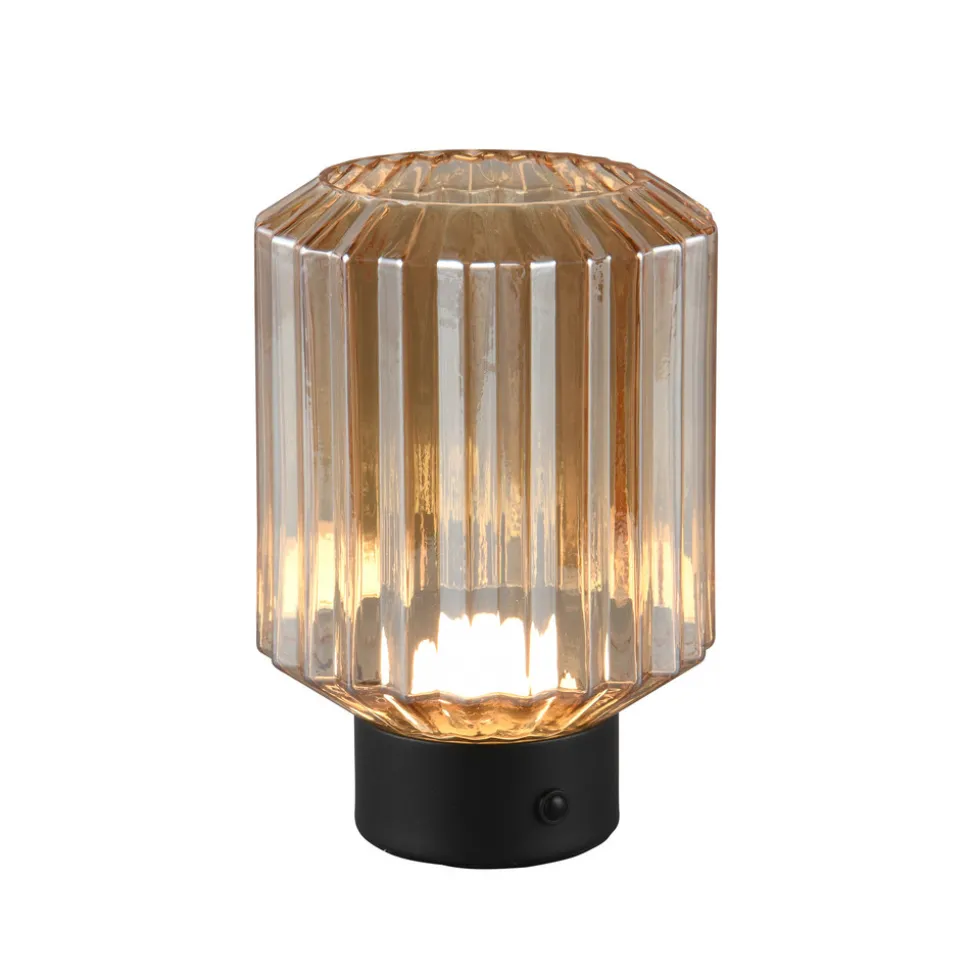 Lord LED-bordlampe, svart/amber, høyde 19,5 cm, glass