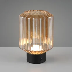 Lord LED-bordlampe, svart/amber, høyde 19,5 cm, glass