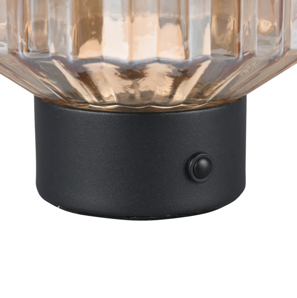 Lord LED-bordlampe, svart/amber, høyde 19,5 cm, glass