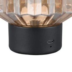 Lord LED-bordlampe, svart/amber, høyde 19,5 cm, glass